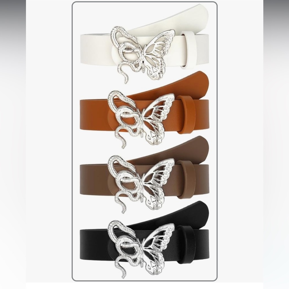 🆕 4 Pack Snake Belts for Women Leather Belts for Jeans Pants Ladies